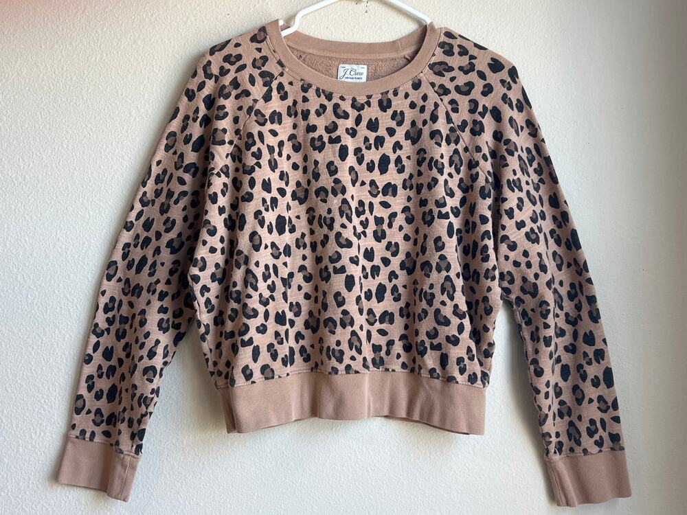Crew Vintage Fleece Re-Imagined Leopard / Animal Print Raglan Sweatshirt Small